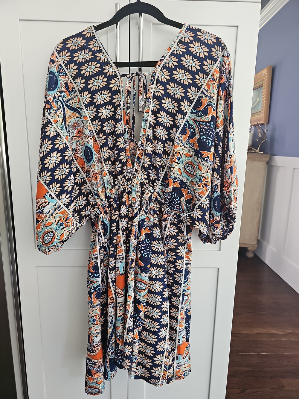 Florida Or Auburn Gameday Navy & Orange Floral Print Dress - Picture 5 of 7